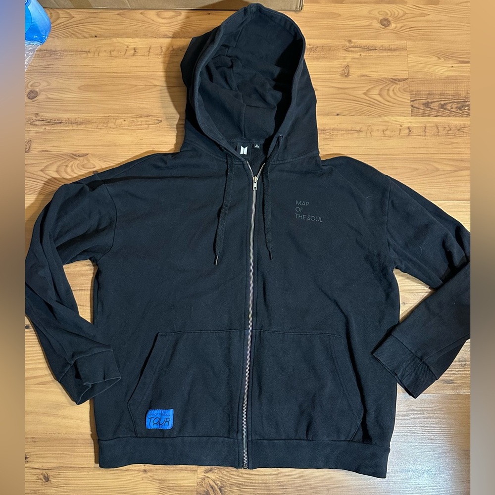 BTS Map of the Soul Tour Black Full Zip Hoodie XL